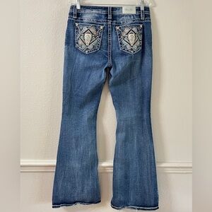 Miss Me Blue Flare Jeans with Embellished Pockets